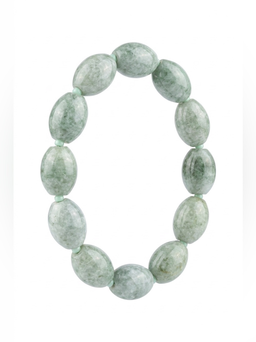 Genuine Jadeite Jade Barrel Bead Bracelet